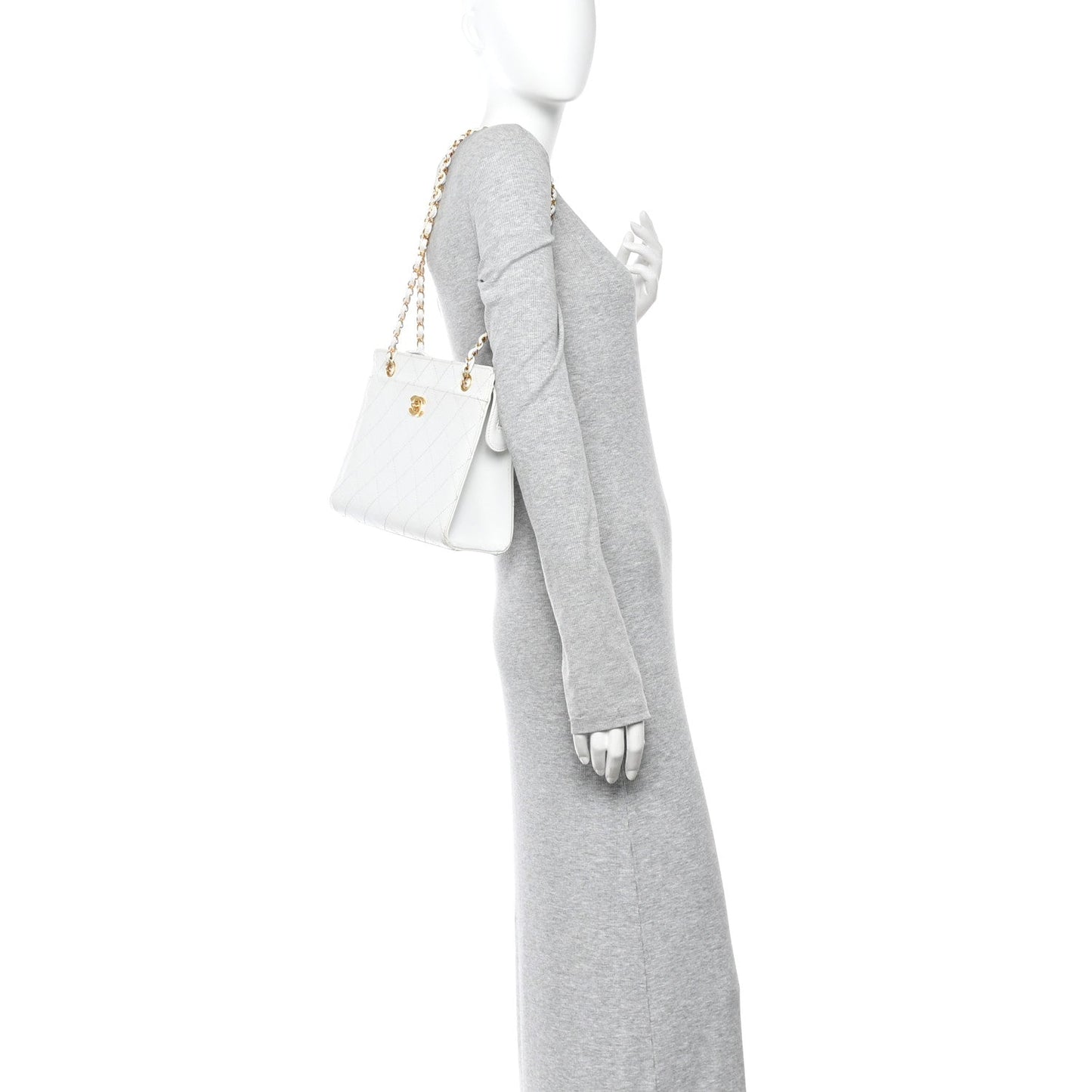 Caviar Quilted Shoulder Bag White