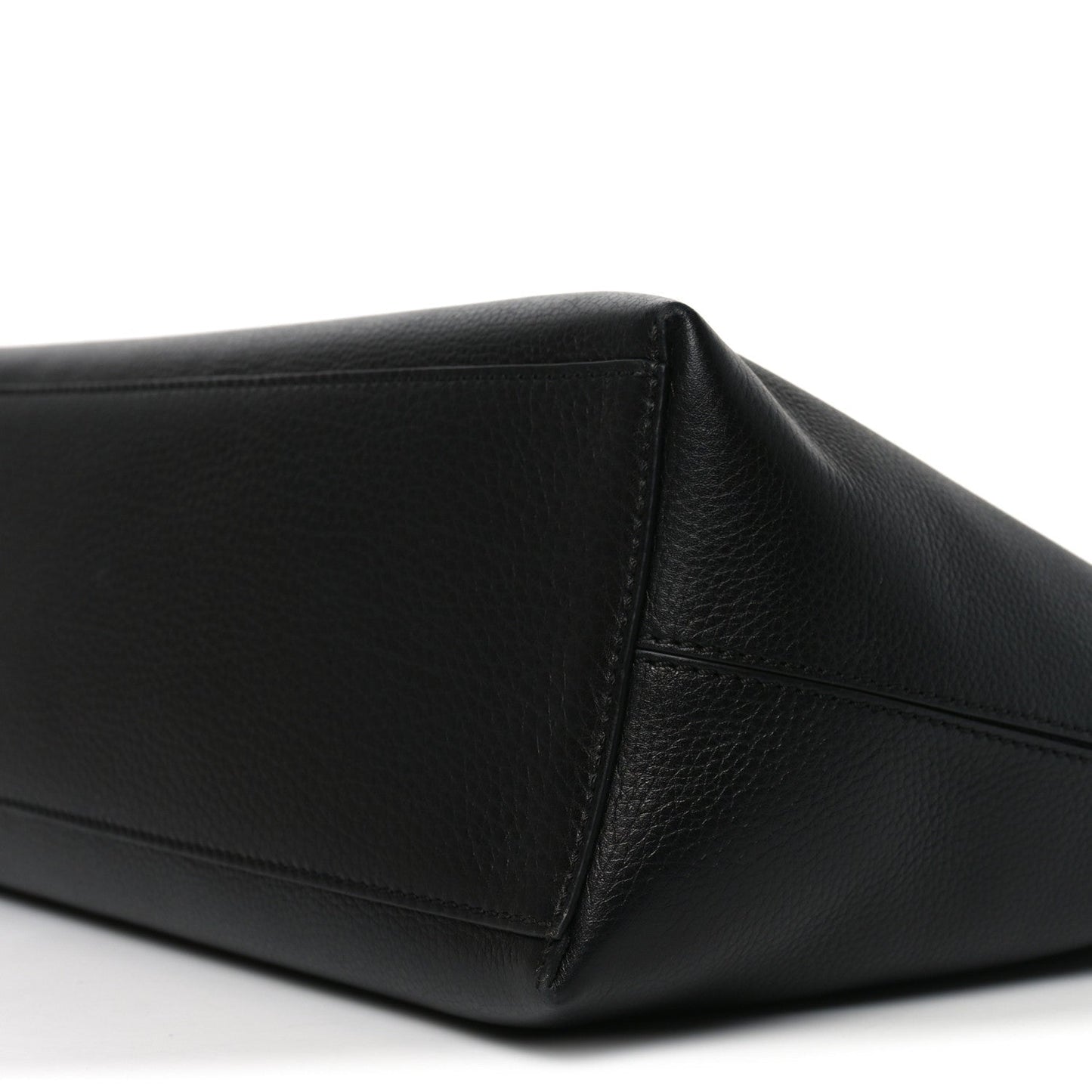 Grained Calfskin Rockstud Shoulder Tote Black