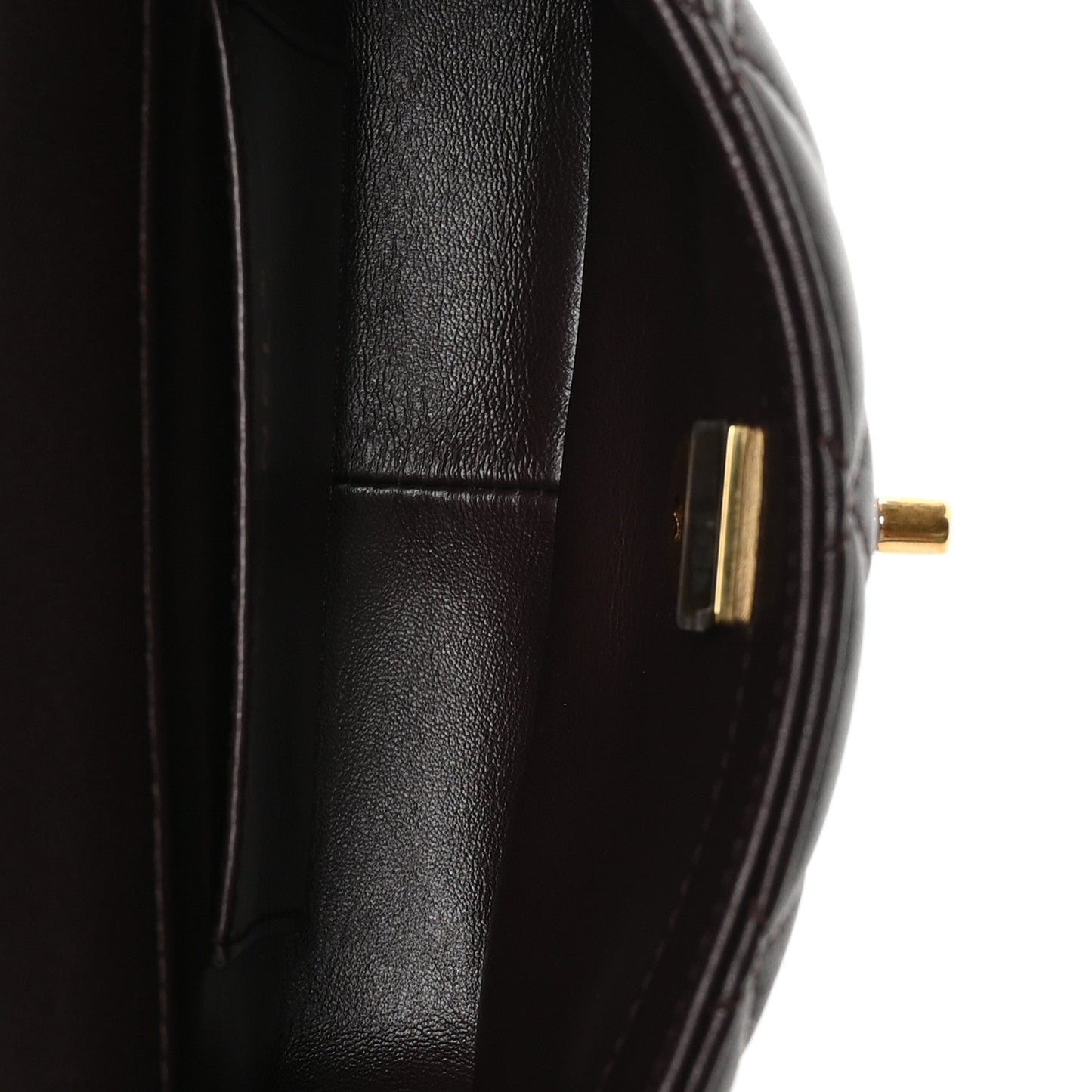 Lambskin Wenge Quilted Mini Fashion Wood Square Flap Dark Purple