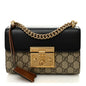 GG Supreme Monogram Calfskin Small Padlock Shoulder Bag Beige Black Cuir