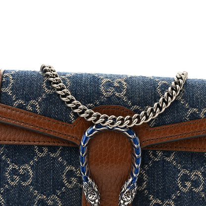 New Denim GG Monogram Dollar Calfskin Enamel Super Mini Dionysus Shoulder Bag Blue Tea Cuir Epilog Electric Blue