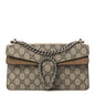 GG Supreme Monogram Suede Crystal Small Dionysus Shoulder Bag Beige Ebony Taupe