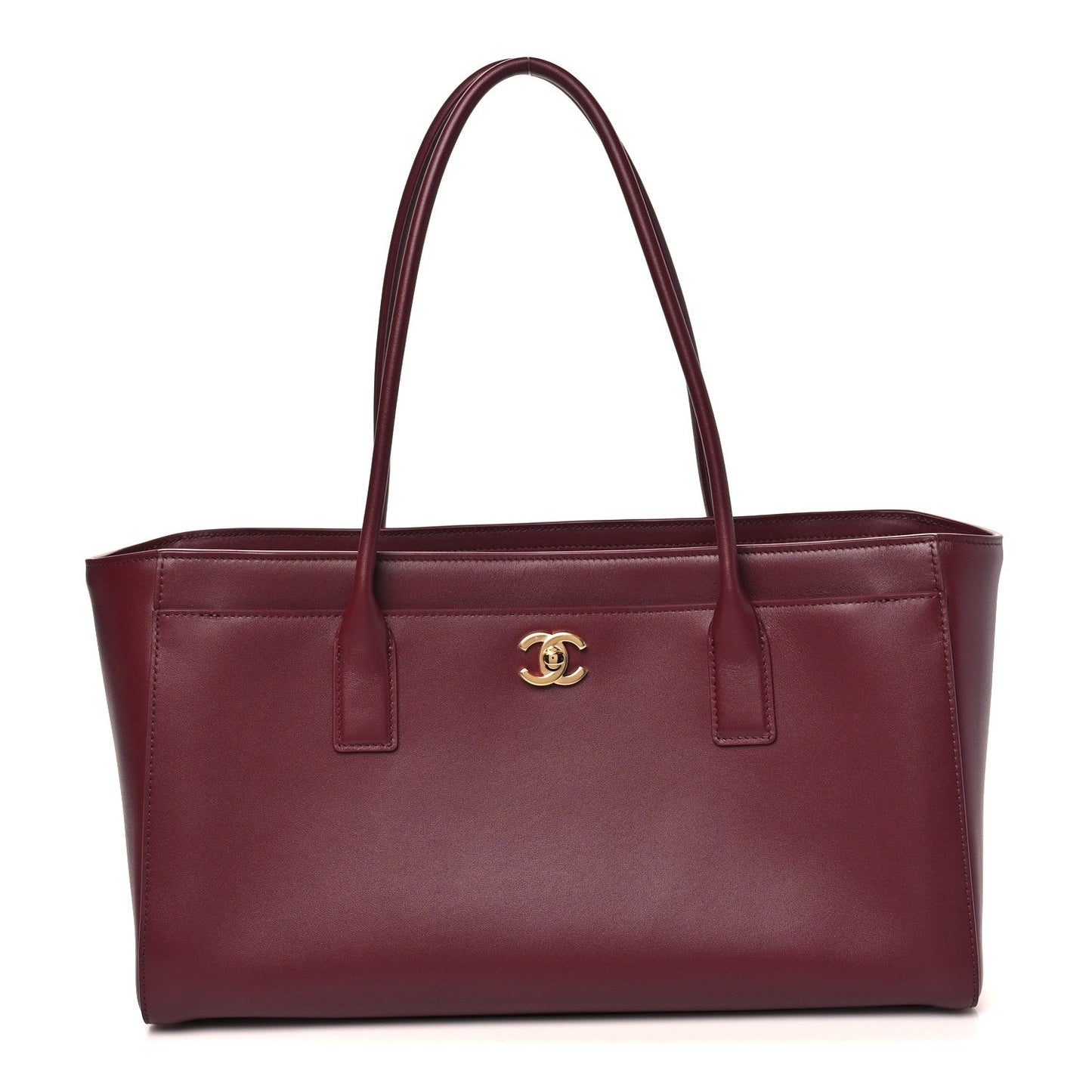Calfskin Archetype Small Shopping Tote Dark Burgundy