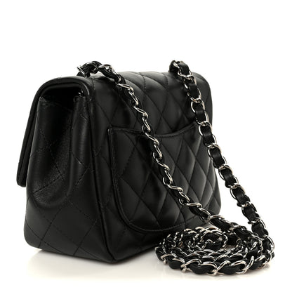 Lambskin Quilted Mini Square Flap Black