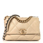 Lambskin Quilted Medium Chanel 19 Flap Beige