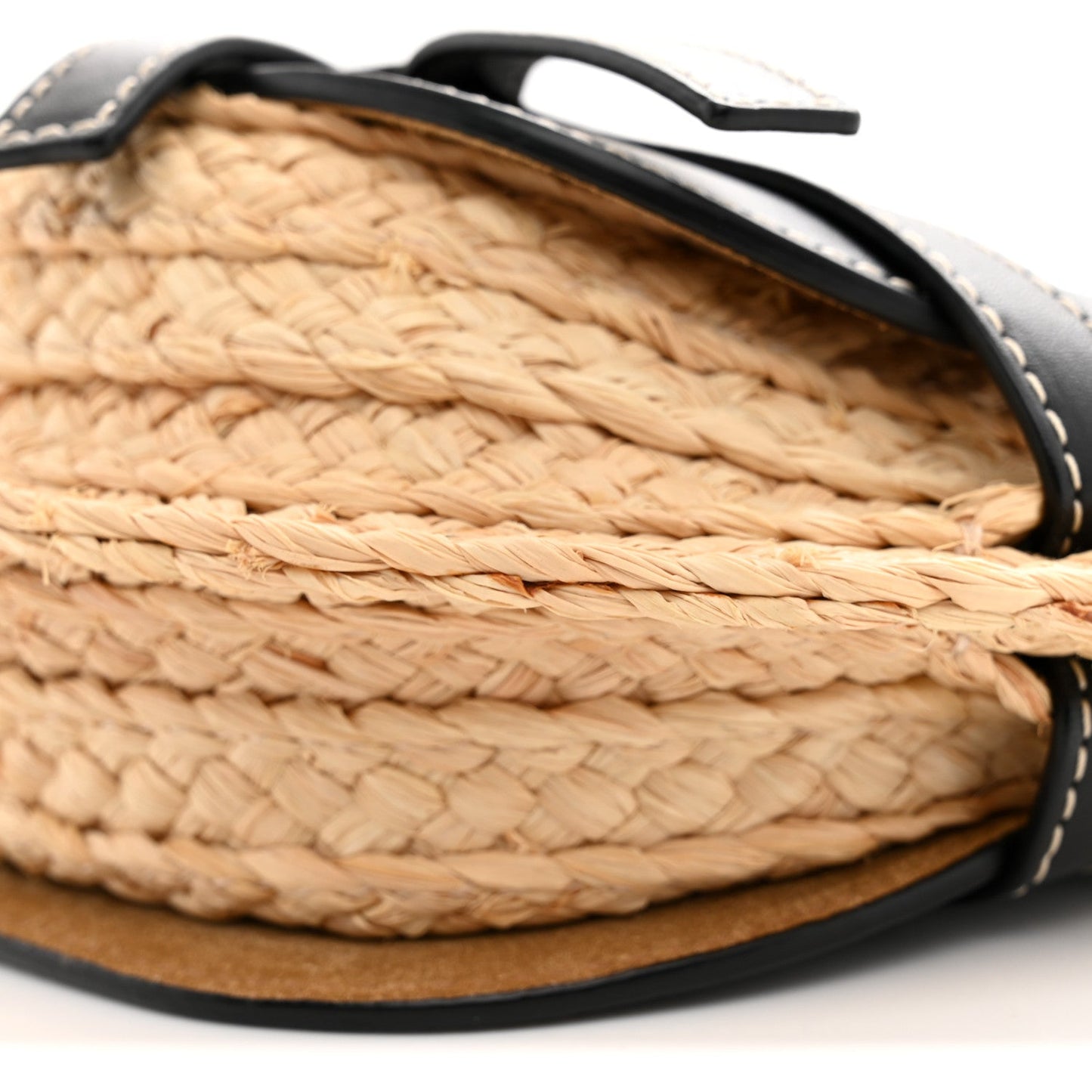 Calfskin Raffia Mini Gate Crossbody Bag Natural Black