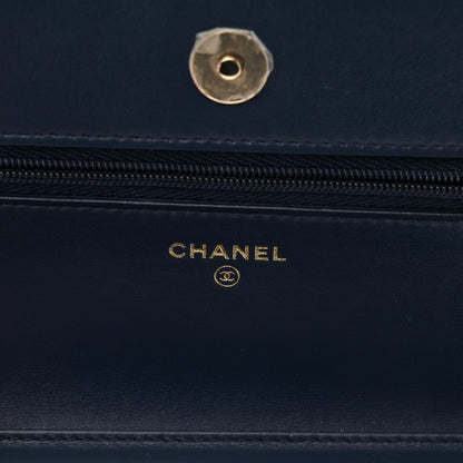 Denim Printed Wallet On Chain WOC Dark Blue