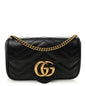 Calfskin Matelasse Super Mini GG Marmont Shoulder Bag Black