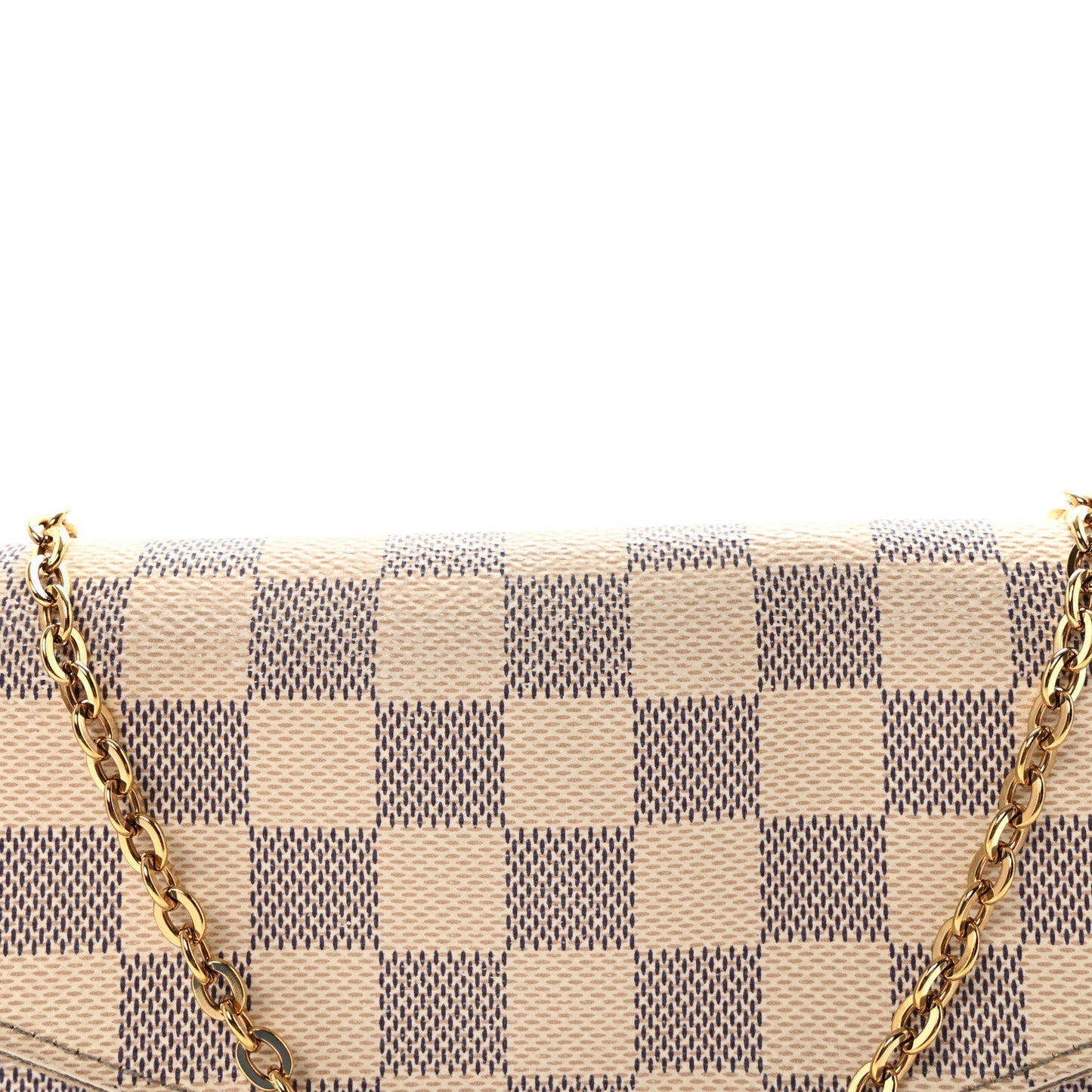Damier Azur Pochette Felicie Chain Wallet Rose Ballerine