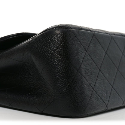 Caviar Quilted Jumbo Double Flap Black