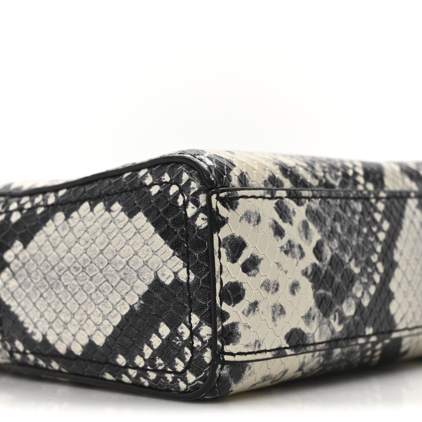 Calfskin Snakeskin Embossed Shutter Camera Crossbody Bag Black White