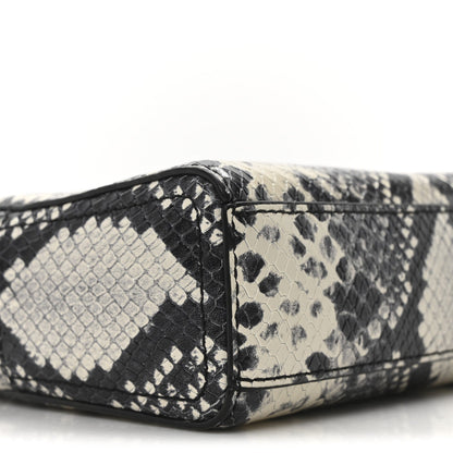 Calfskin Snakeskin Embossed Shutter Camera Crossbody Bag Black White