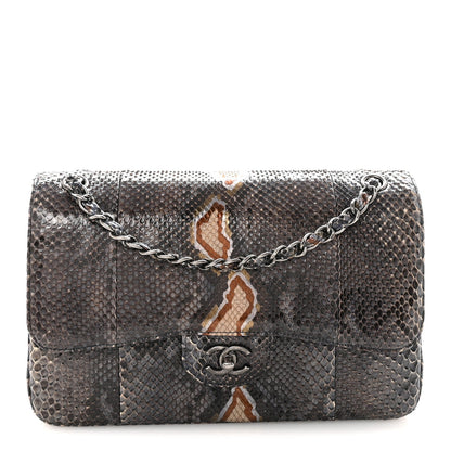 Metallic Snakeskin Jumbo Double Flap Blue