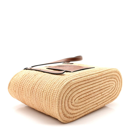 Raffia Small Square Basket Tote Bag Natural Tan