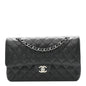 Caviar Quilted Medium Double Flap Black