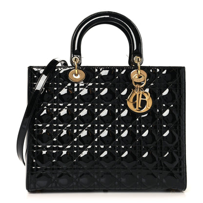 Patent Cannage Large Lady Dior Black