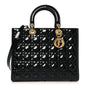 Patent Cannage Large Lady Dior Black