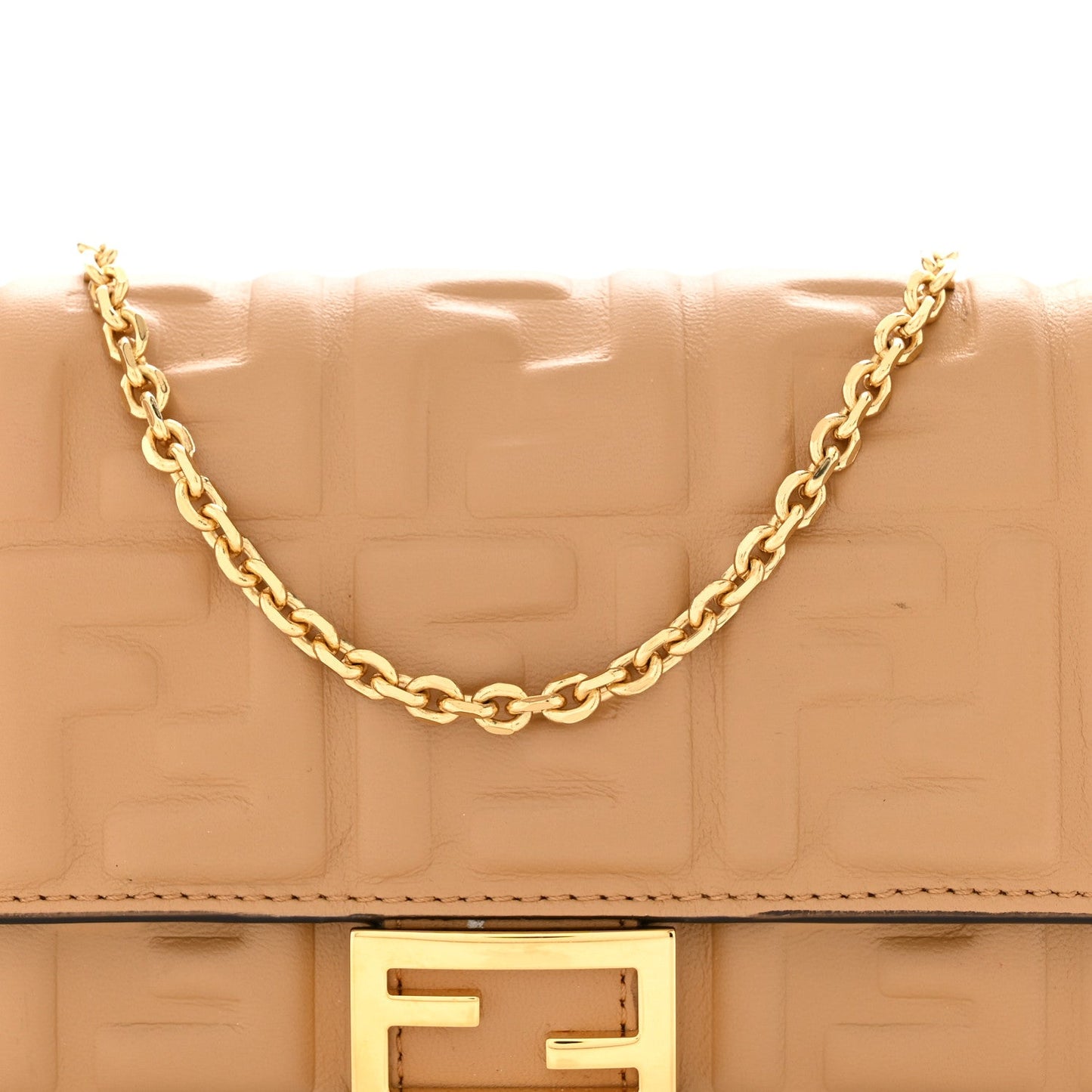 Nappa Matisse FF Embossed Continental Wallet On Chain Miele Scuro
