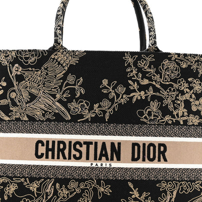 Canvas Embroidered Large Ornamental Cornely Book Tote Black Beige
