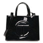 Patent Vegan Leather Shmedium Shopping Bag Black