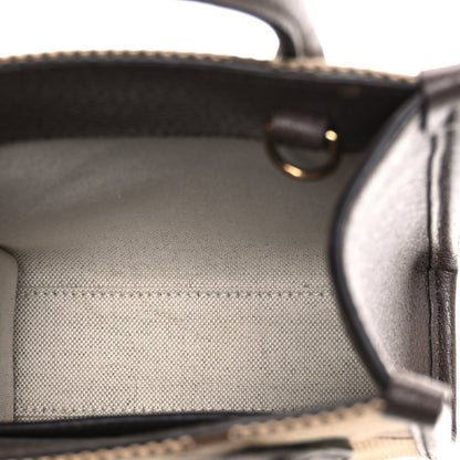 Monogram Jumbo GG Textured Dollar Calfskin Web Mini Vertical Tote Camel Ebony New Acero