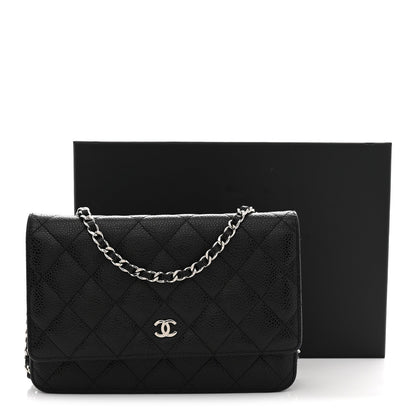 Caviar Quilted Wallet on Chain WOC Black