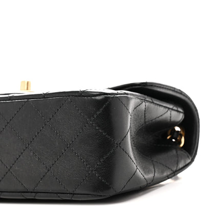 Lambskin Quilted Mini Rectangular Pearl Crush Flap Black