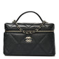 Caviar Quilted Top Handle Slim Vanity With Chain Black