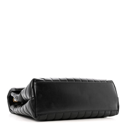 Calfskin Y Quilted Monogram Medium Loulou Chain Satchel Black