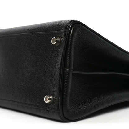 Grainy Calfskin Medium Zumi Top Handle Bag Black