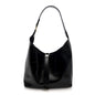 Shiny Calfskin Small Marcie Hobo Bag Black