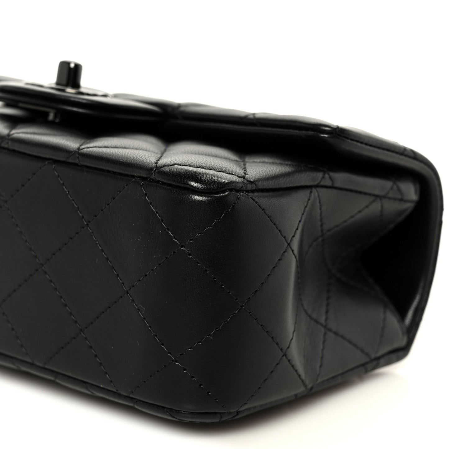 Lambskin Quilted Mini Top Handle Rectangular Flap So Black