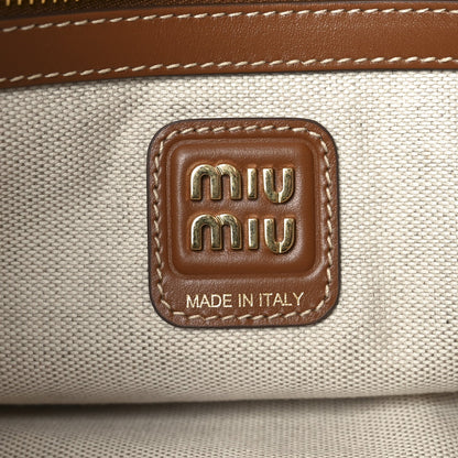 Canvas Calfskin Striped Ivy  Cacao Naturale