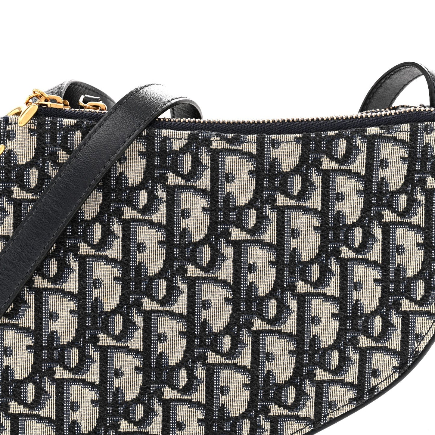 Oblique Saddle Pouch With Strap Navy Blue
