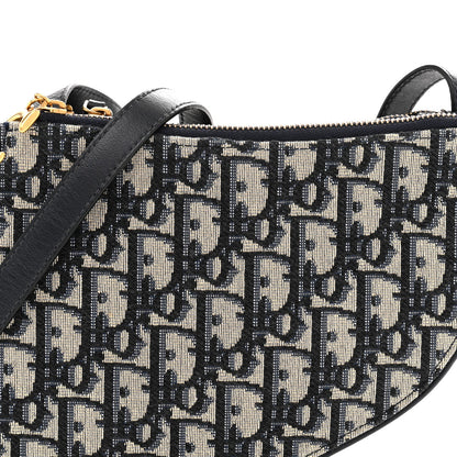 Oblique Saddle Pouch With Strap Navy Blue