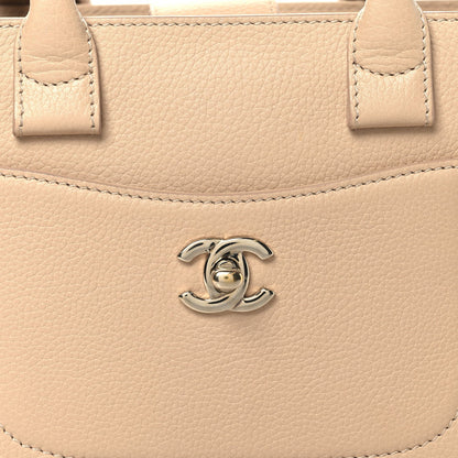 Grained Calfskin Mini Neo Executive Shopper Tote Light Beige