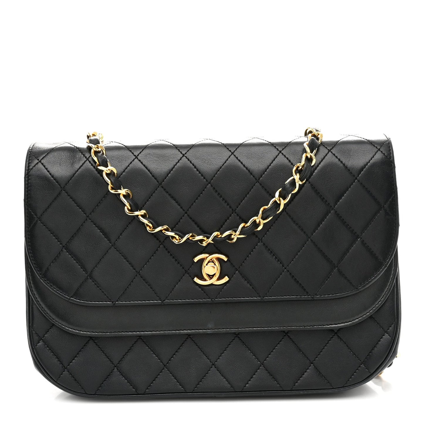 Lambskin Quilted Flap Bag Black