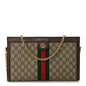 GG Supreme Monogram Web Medium Ophidia Chain Shoulder Bag Brown