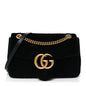 Velvet Matelasse Medium GG Marmont Shoulder Bag Black