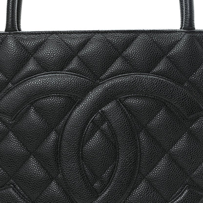 Caviar Quilted Medallion Tote Black