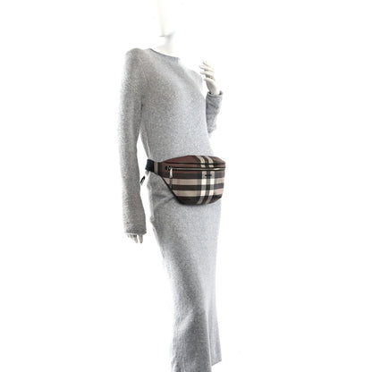 E-canvas Check Bum Bag Dark Birch Brown