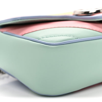 Calfskin Matelasse Diagonal Super Mini GG Marmont Shoulder Bag Multicolor Pastel