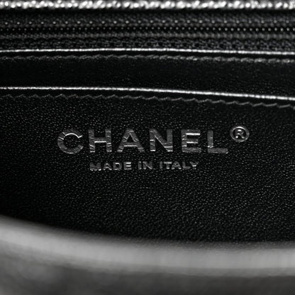 Caviar Chevron Quilted Mini Square Flap Black