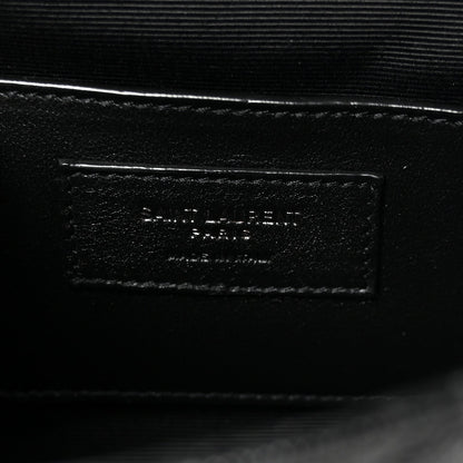 Grain De Poudre Textured Mixed Matelasse Triquilt Small Monogram Monochrome Satchel Black