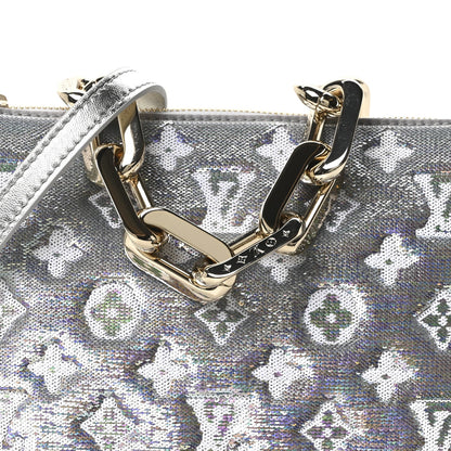 Satin Sequin Embroidered Monogram Coussin BB Silver