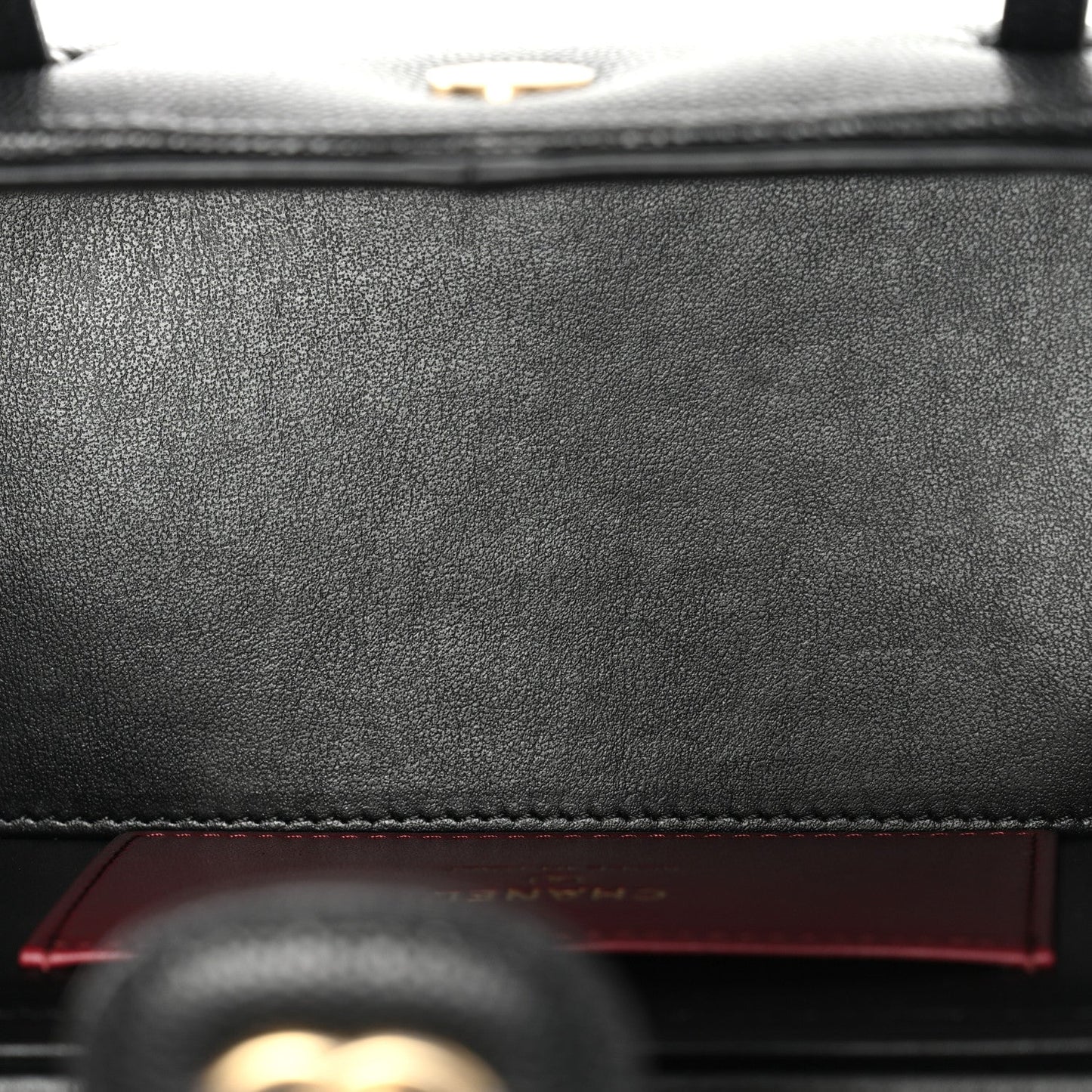 Shiny Caviar Preppy Coco Long Vanity With Strap Black