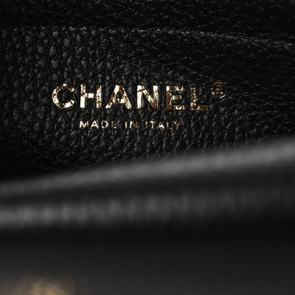 Grained Calfskin Stitched Urban Essentials Small Shopping Bag Black