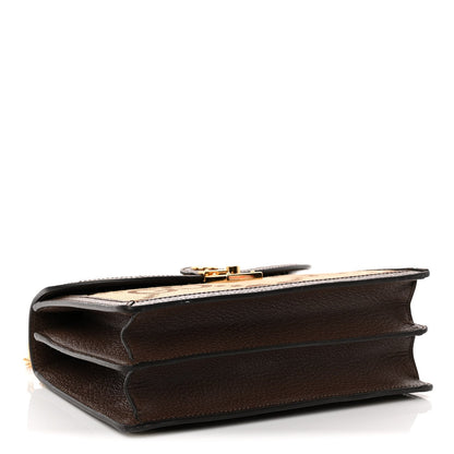 Monogram Jumbo GG Textured Dollar Calfskin Web Small Ophidia Padlock Top Handle Bag Camel Ebony New Acero