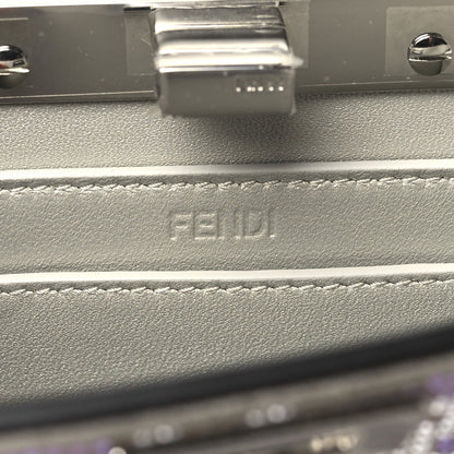 Iridescent Crystal Vitello Laminato Suede FF Petite Peekaboo I SEE U Satchel Cappuccino