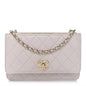 Lambskin Quilted Trendy CC Wallet On Chain WOC Lilac